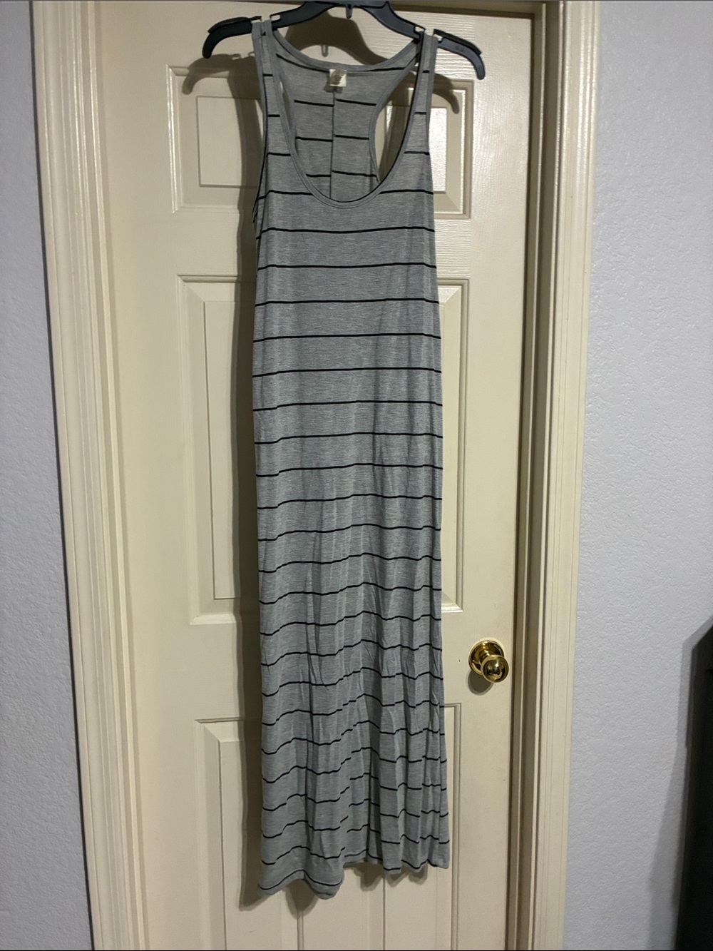 Sleeveless Gray Striped Maxi Dress - Classic Casual